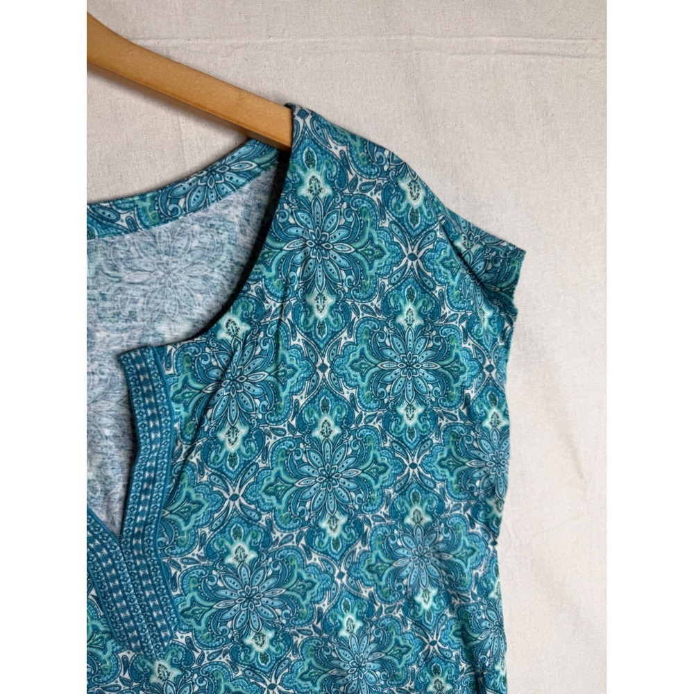 J. Jill Linen Blend Split Neck Tunic size Medium Dragonfly Blue - Picture 5 of 8